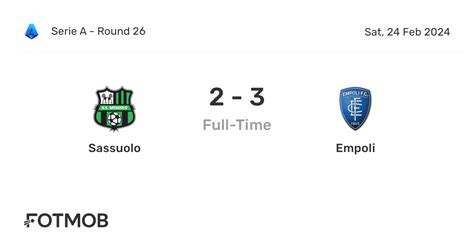Sassuolo vs Empoli live score, H2H and lineups .